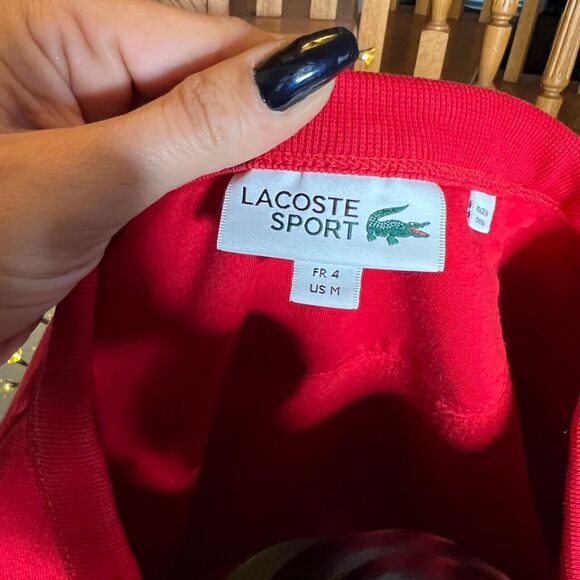 Lacoste Red Long Sleeve Outlined Big Croc Fleece Crewneck Sweater Men’s M - Picture 10 of 11